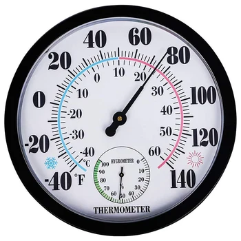 

10 inch Indoor Outdoor Weather Thermometer/Hygrometer for Patio, Wall Decorative, No Battery Needed