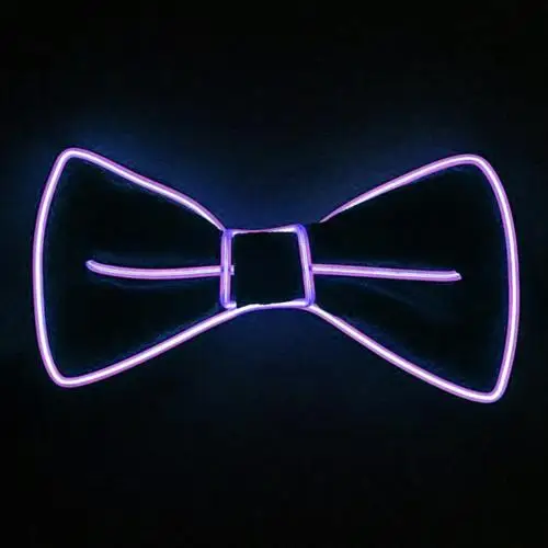 Men Women LED Wire Necktie Bowtie Luminous Flashing Lights Up Bow Tie For Club Party Wedding Christmas Luminous Bow Tie/Necktie - Цвет: Фиолетовый