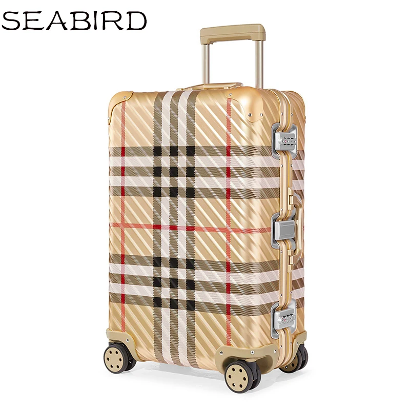 

SEABIRD 100% high quality aluminum-magnesium Luxury business Boarding 20/25 size Luggage Spinner brand Travel Suitcase