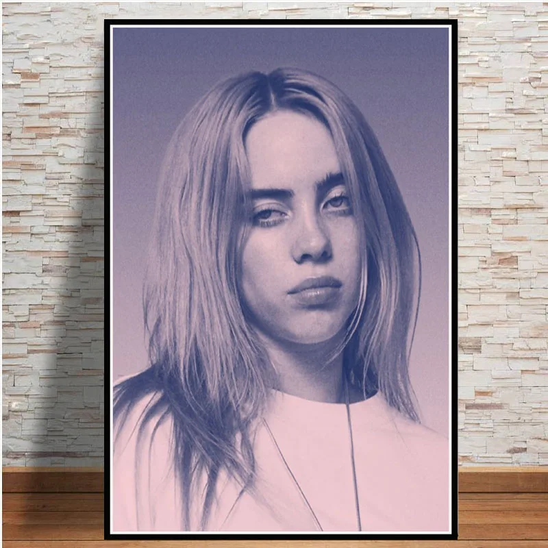 Постер с принтами Billie Eilish, музыкальный альбом, не улыбайся мне, поп-звезда, холст, художественная живопись, настенные картины для гостиной, домашний декор - Цвет: Светло-зеленый