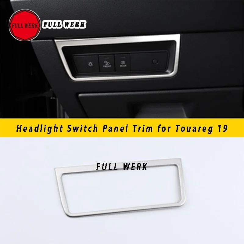 Headlight Switch 304 SS отделка салона автомобиля для Touareg 19 вентиляционное отверстие переключения передач переключатель окна Крышка рамы наклейки аксессуары - Название цвета: Headlight Switch