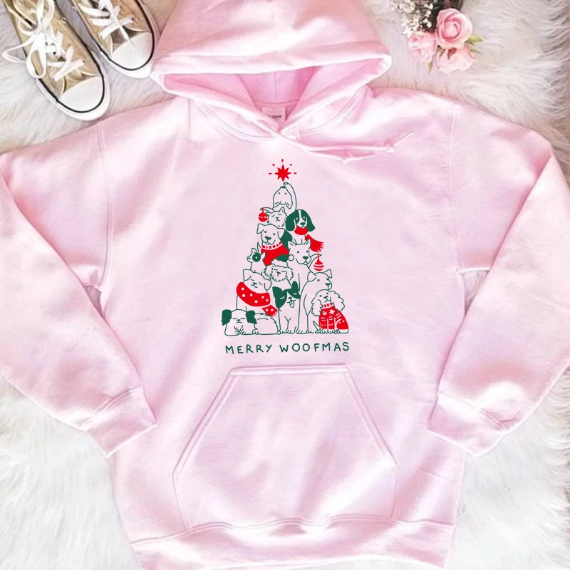 MERRY WOOFMAS толстовки женские модные хлопковые повседневные лозунг Графический милый гранж tumblr Рождественский подарок на праздник винтажные кавайные Топы