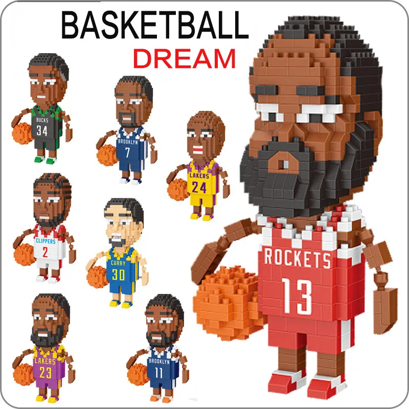 

New DIY Basketball idol Model Player star Mini Action Figure Miniature Building Block Brick Toy for Boy boyfriend birthday gift