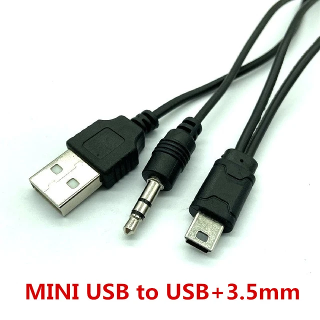 2 in Bluetooth Player Portable USB Cable Jack 3.5mm AUX Cable USB Male Mini USB 5 Pin Charge Data lines - AliExpress