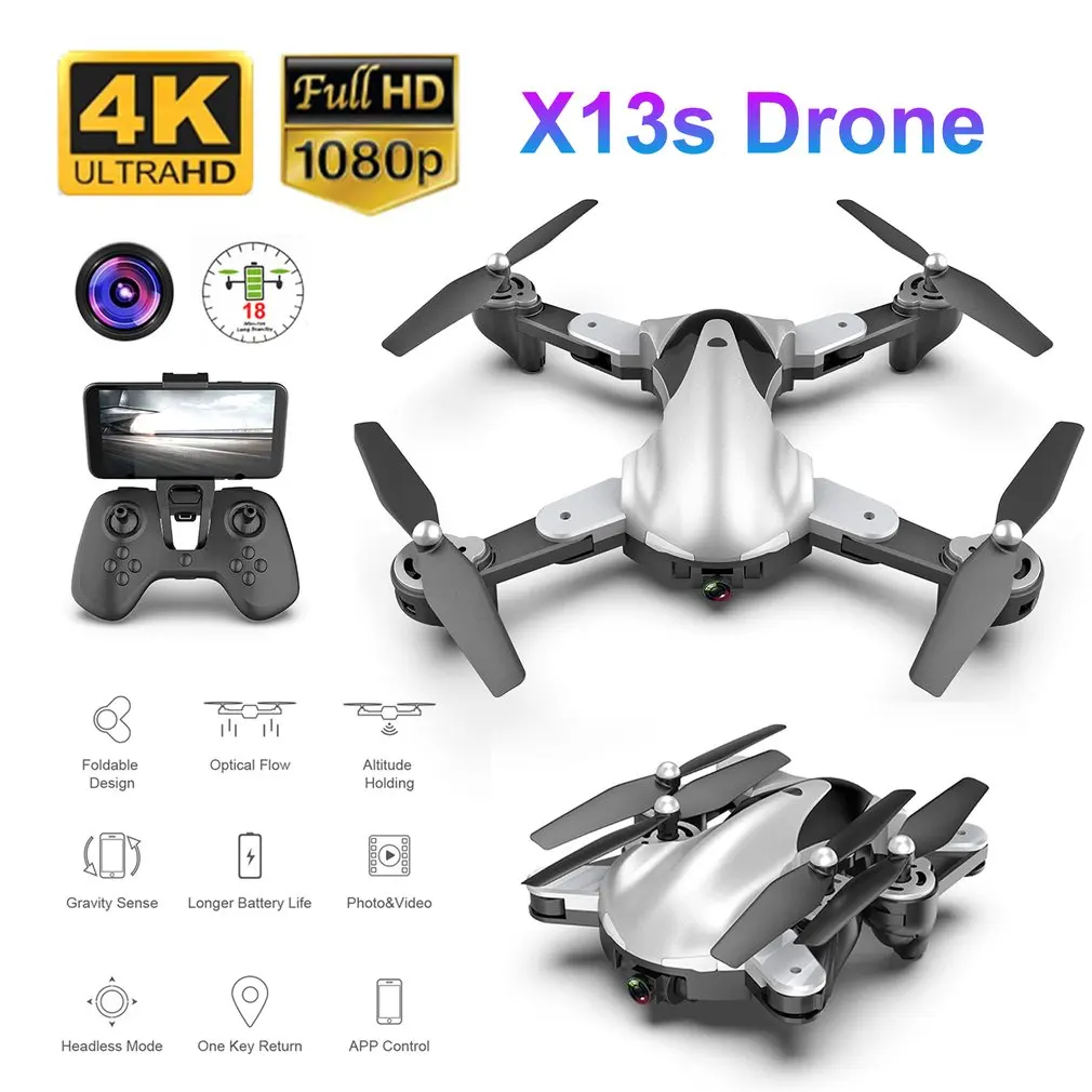 

X13S Foldable RC Drone 1080P/4K Camera Gesture Photo Video Optical flow position RC Helicopter Airplane