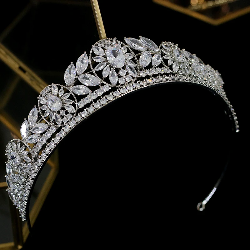 alta qualidade tiara coroa de casamento headdress zircônia cristal coroa mulher headdress festa coroa para cerimônia de formatura
