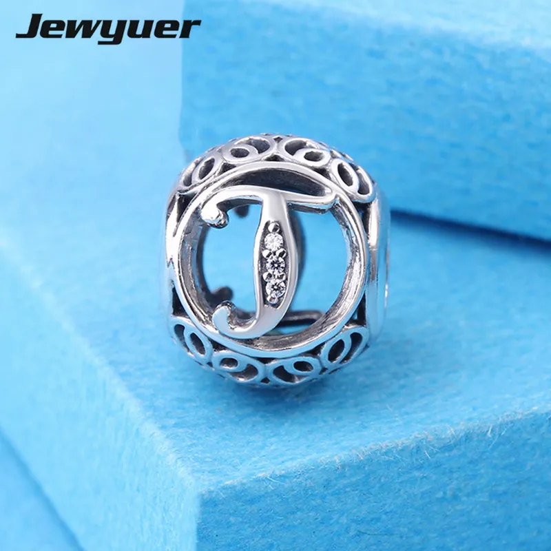 925 Sterling Silver Openwork Letter T Charms Vintage Alphabet fit beads Bracelets& Necklaces Fine Jewelry DIY Memnon LE16T