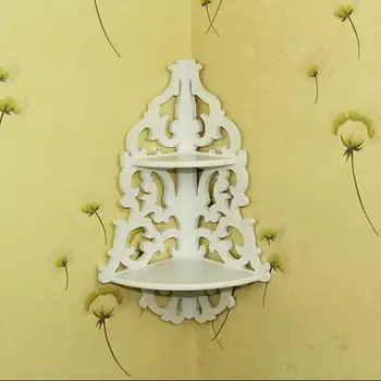 

Vintage Decor Floral White Wood Wall Corner Rack Storage Shelf Corner Rack