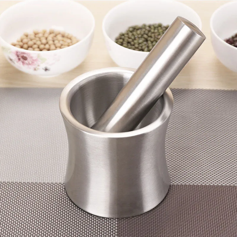 1Pcs 304 Stainless Steel Garlic Pounding Machine Pounding Medicine Pot