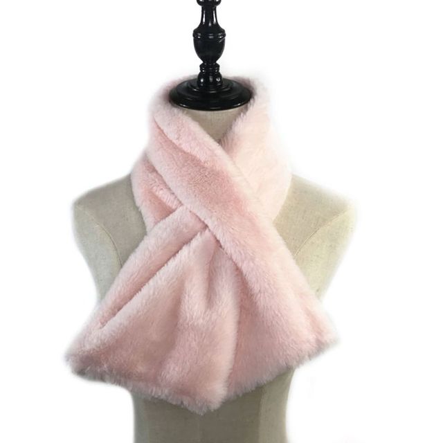 Women Winter Thicken Plush Faux Rabbit Fur Scarf Solid Candy Color Collar Shawl Neck Warmer Shrugs Knitted Long 6 P31B