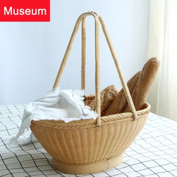 

Mu Shan Bamboo Weaving Cabas Food Basket Spirit Book Accept Basket Manual Basket Hand Cabas Bamboo Cabas Shopping Basket