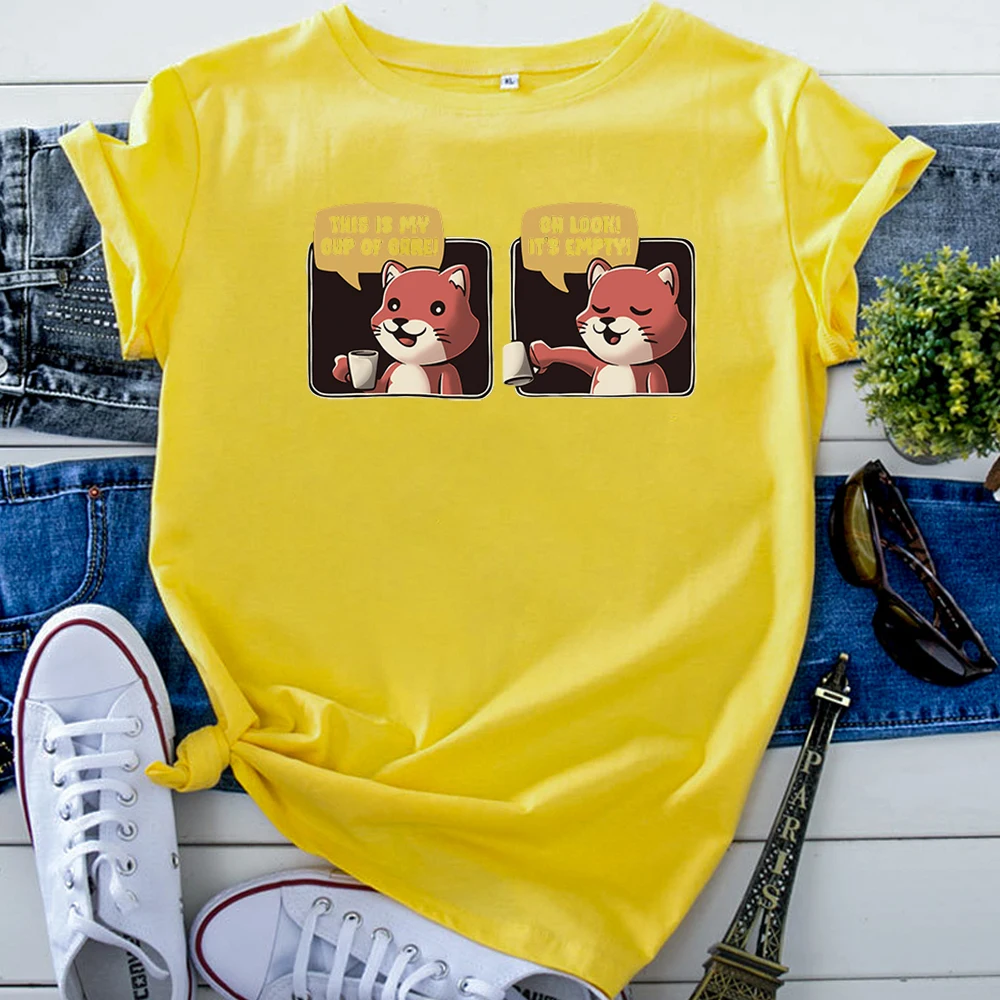 Women Tshirt Cute Animal Cat Conversation Cartoon T-Shirt For Woman Korean Style Women'S T Shirt Harajuku Goth Short Sleeve Top