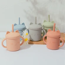 Gobelets d'apprentissage en Silicone pour bébés, mignons, de qualité alimentaire, pour tout petits et enfants 