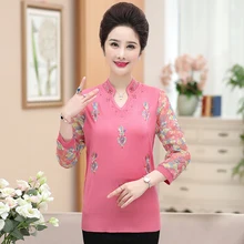 Новинка года; сезон весна-осень; шифоновая футболка с рукавом три четверти; женская элегантная трикотажная рубашка среднего возраста