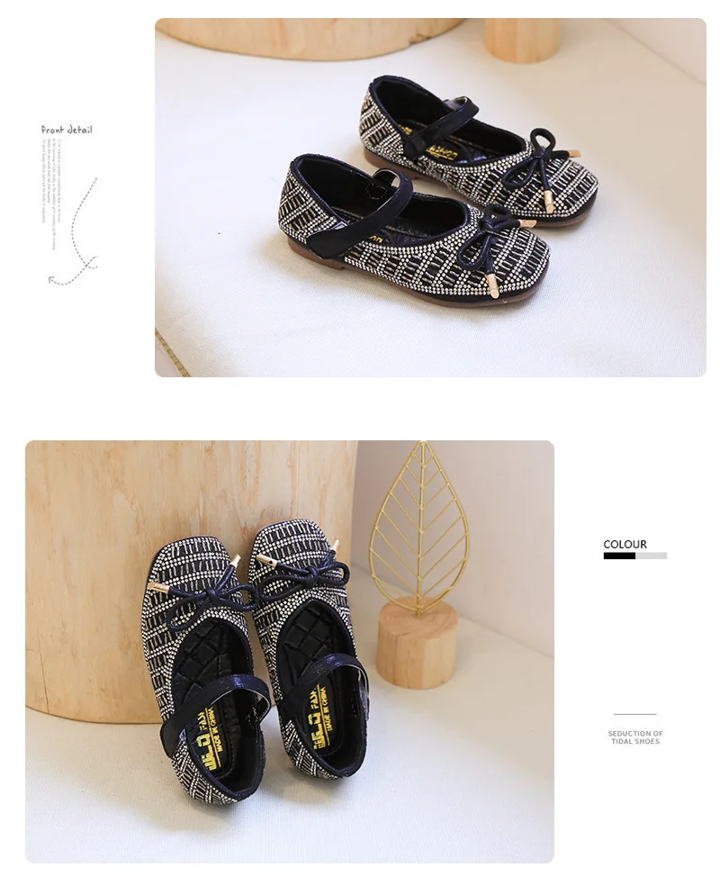 Girl Princess Shoes Spring Autumn New Girl's Butterfly Knot Leather Shoes Crytal Single Princess Shoes party Sandals