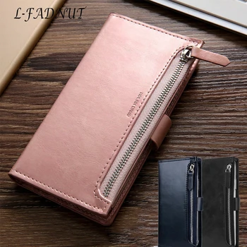 

L-FADNUT Zipper Flip Leather Wallet Phone Case For iPhone 11 Pro Max Xr X Xs Bumper For 7 8 6S Plus 6 SE 2020 360 Magnetic Cover