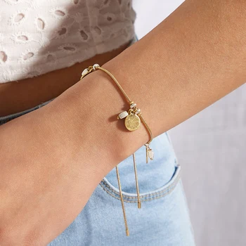 

ZFYIN Dainty Snake Chain Delicate Vintage Bracelet for Spring Summer-Worn Gold Color Charm Bracelets for Women