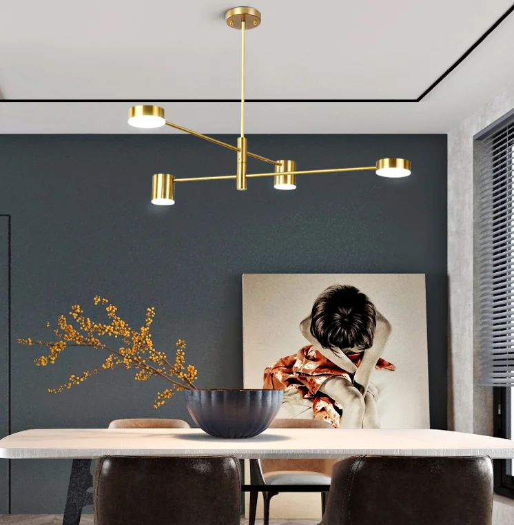 Modern Luxury Golden Pendant Lights LED Nordic Creative Loft Iron Hanging Lamp for Restaurant Livingroom Bedroom Bar Indoor Deco