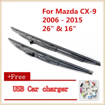 

2pcs/lot Car windshield wiper Blade For Mazda CX-9 CX9 (2006 - 2015) Size:26" & 16"