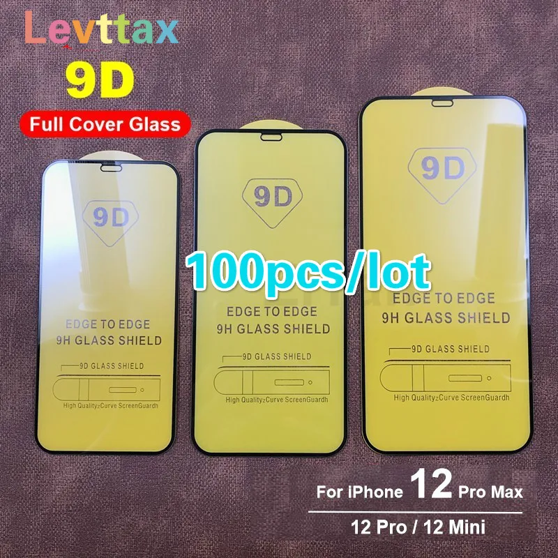 100Pcs/lot 9D Full Gule Tempered Glass For iPhone 12 8 7 6SPlus SE2 Protective Glass For 11 Pro Max X XS Max XR Screen Protector