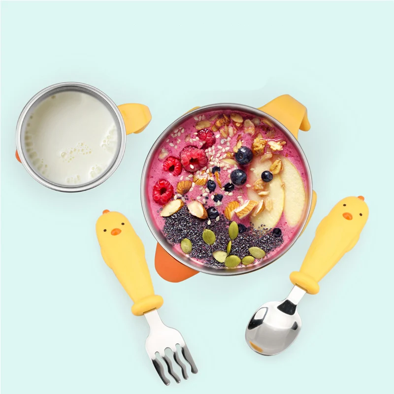 Изолированная кухонная миска для новорожденных, комплект детской воды для кормления, вилка-ложка, присоска, новинка, Hvlv