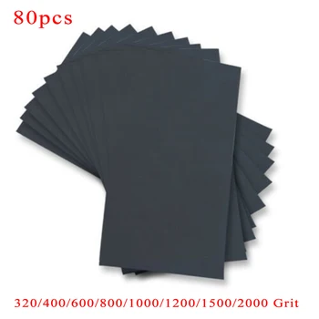 

80PCS Sandpapers Set 80pcs Sandpaper 9 x 3.6 Inch Black silicon carbide