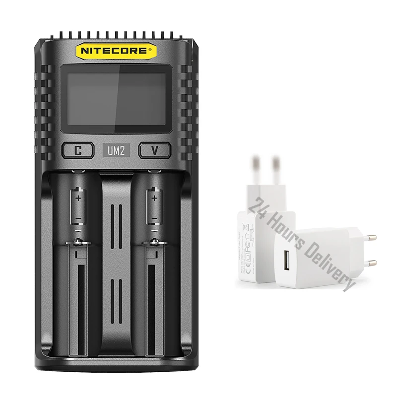 UM2 Add plug NITECORE UMS2 UMS4 UM2 UM4 интеллигентая(ый) устройство быстрой зарядки для 18650 16340 21700 20700 22650 26500 18350 батареек АА Батарея Зарядное устройство - Цвет: UM2 Add plug