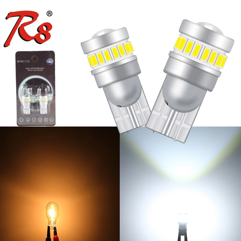 

R8 2PCS Car T10 Lens Canbus Error Free W5W 168 194 Auto LED Reading Mirror License Plate Width Side Light 12V Super Bright White