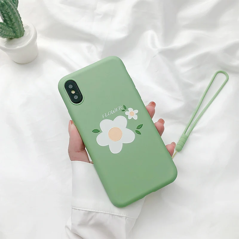 White Flower Мягкий силиконовый чехол для iPhone XR X XS 11 Pro Max, милый чехол-бампер с изображением фруктов и цветов для iPhone 6, 6 S, 7, 8 Plus, Funda - Color: White Flower
