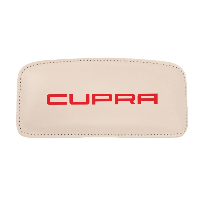 Кожаная подушка для ног, наколенник, подлокотник для сиденья Leon Cupra, аксессуары для салона автомобиля - Название цвета: BEIGE red 1pcs