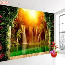 3d настенная бумага s домашний декор настенная бумага s для гостиной самоклеющиеся фотообои в рулонах лесной водопад искусство
