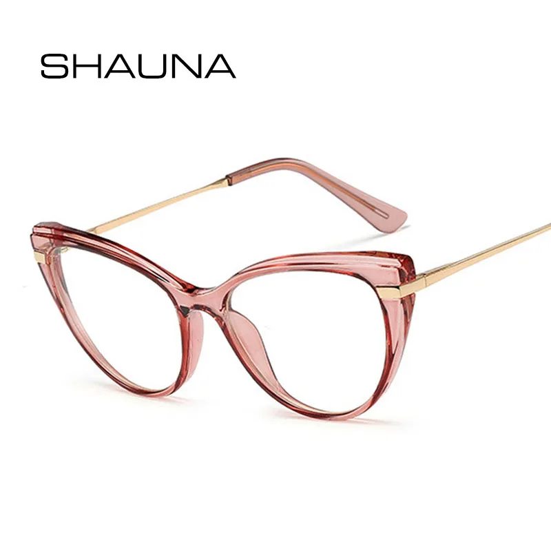

SHAUNA Anti-Blue Light TR90 Cat Eye Women Optical Frame Spring Hinge Double Colors Eyeglasses Frame