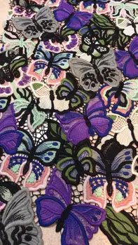 

High-end stereo embroidery lace Nigerian Water soluble Embroidered Lace Fabric with batter fly flower for weddig dress fabric