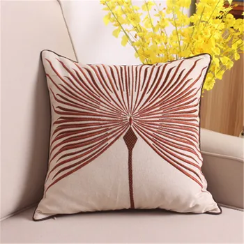 

Geometric Printed Dandelion Village Embroidery Pillow Covers Cotton Lines Sofa Bed Home Decor Festival Pillow Case Cushion Cover