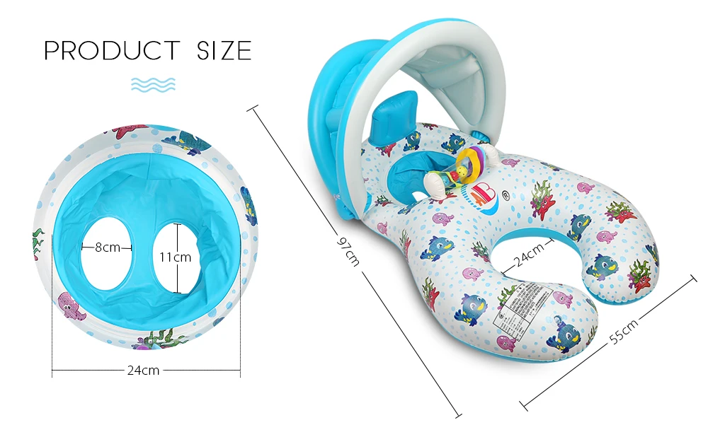 Inflatable Mother Baby Swim Float Ring Kids Seat Double Person Swimming Soft Ring Swimming Circle Babyfloat Accessories piscine (2)