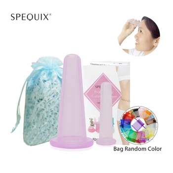 

2Pcs/Pack Vacuum Cupping Massager Anti Cellulite Silicone Cupping Cups Massage Face Neck Medical Pump Suction Cup 2 Sizes Purple