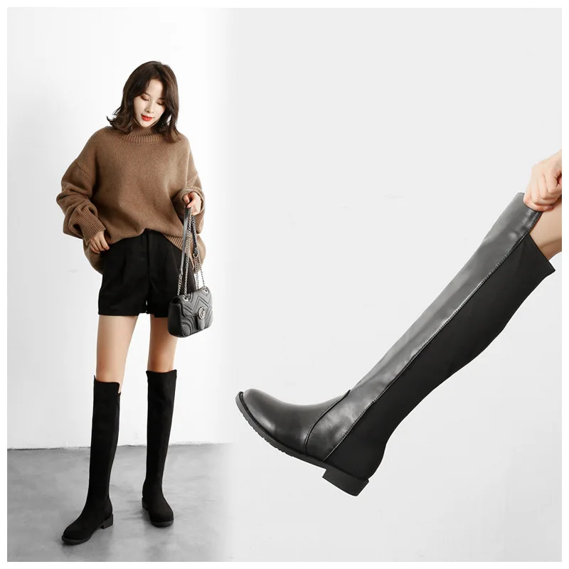 

High Quality Women Over The Knee Boots Big Circumference Size 35-44 Flat Women Shoes Winter Plus Velet Warm Boots Sexy Woman