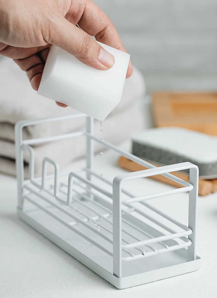 

Sponge Drain Storage Rack Kitchen Sink Side Storage Holder for Dishcloth Dishbrush Kitchen Table Organizer Soap Holder