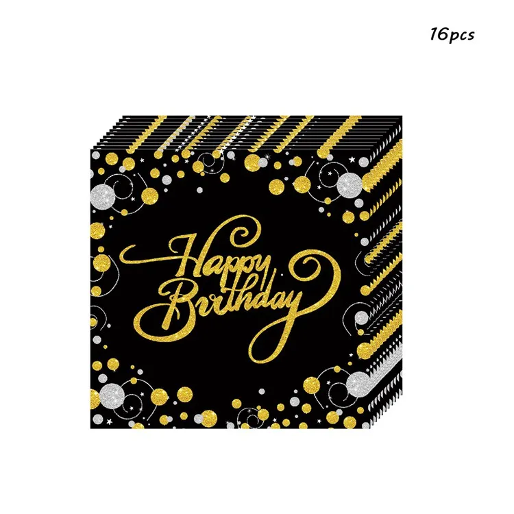 Napkin 16pcs Joriwoo Свадебные одноразовые вечерние столовые приборы бумажные соломинки тарелки чашки с днем рождения украшения для взрослых ребенок душ мальчик девочка - Цвет: Napkin 16pcs