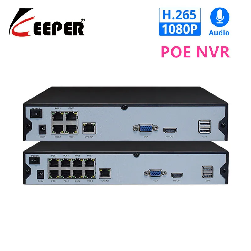 Keeper H.265 4/8CH POE NVR ip камера видеонаблюдения CCTV система P2P ONVIF 2MP сетевой