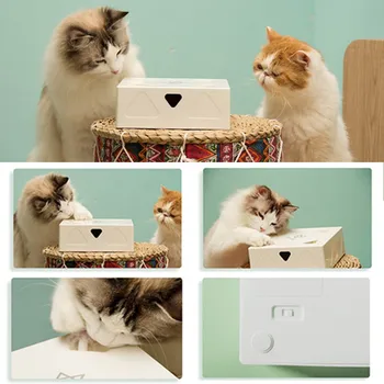 

Electric Cat Toy Pet Cat Funny Magic Box Feather Smart Teasing Cat Stick Toy Automatic Turntable Cat Toy