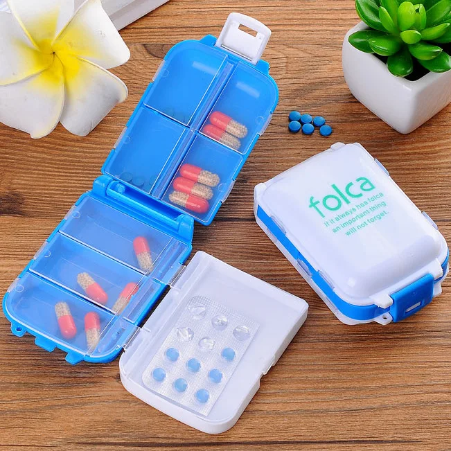 

Foldable Carry-on Three Medicine Box 8 Grid Mini Storage Box Portable One Week Small Medicine Box Jewlery Box Medicine Separatin