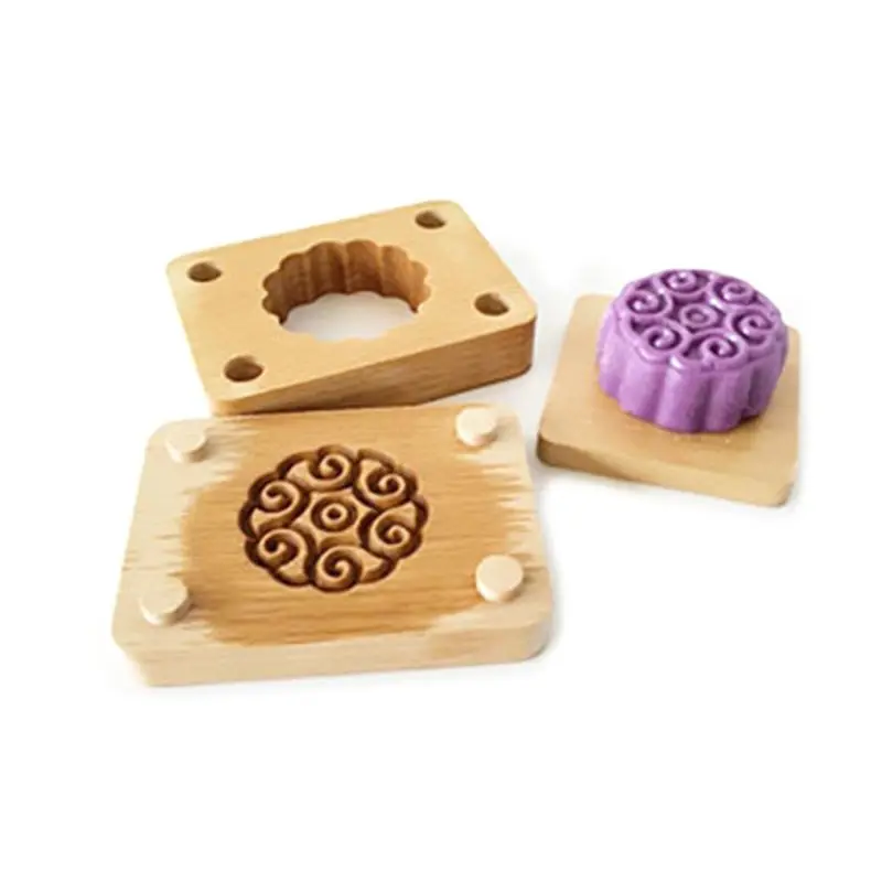 Деревянный двойной слой Mooncake выпечки Плесень DIY Торт Кондитерские ручной работы мыло печенье 831F