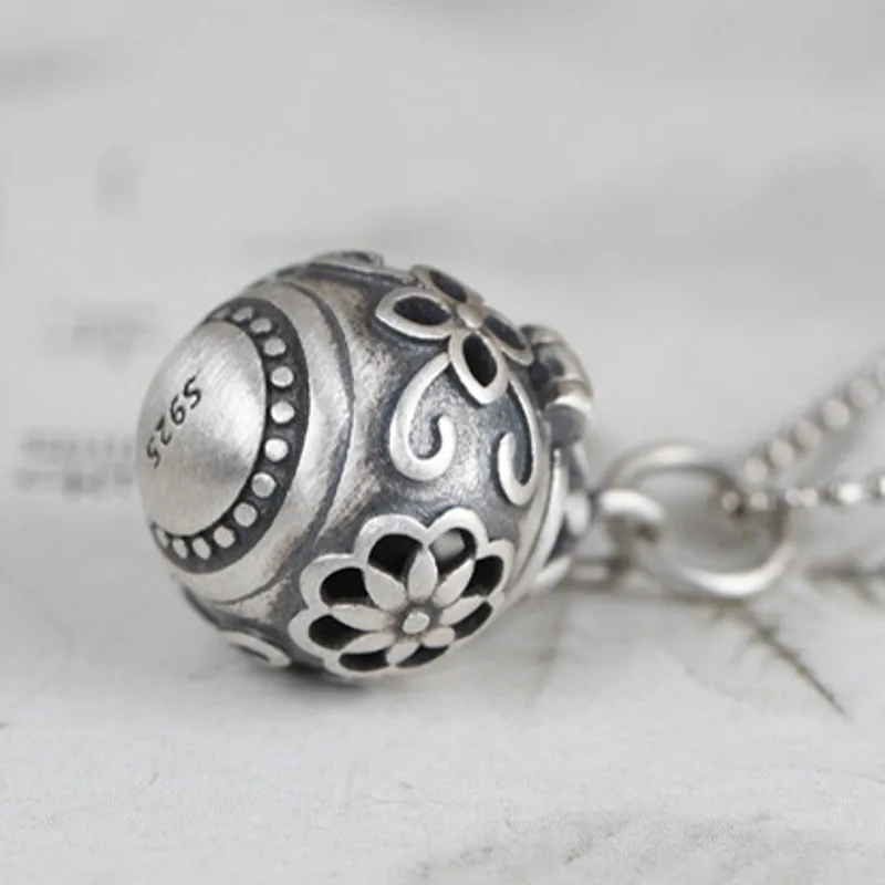 BOCAI Trend New Real S925 Pure Silver Jewelry Retro Fashion Hollow Artistic Temperament Aromatherapy Sachet Woman Pendant