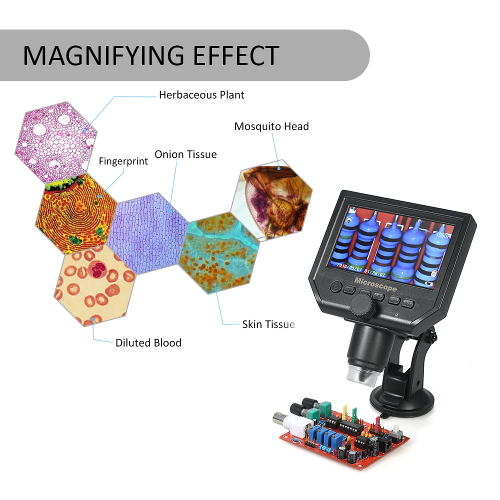 

600X 4.3" LCD Display 3.6MP Electronic Digital Video Microscope Portable LED Magnifier for Mobile Phone Maintenance