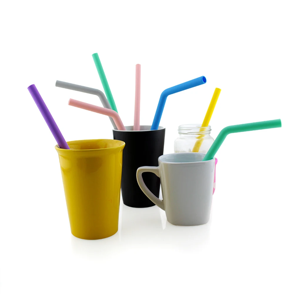 1pc Portable Folding Reusable Straw Food Grade Silicone Drinking Straws With Box And Cleaning Brush Barware Accessories