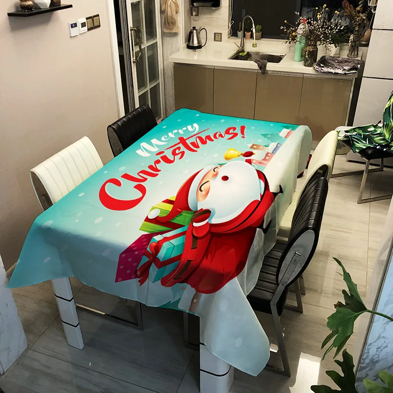 Рождественская скатерть с Санта-Клаусом, обеденный стол, домашний декоративный Детский письменный стол, мультяшная скатерть