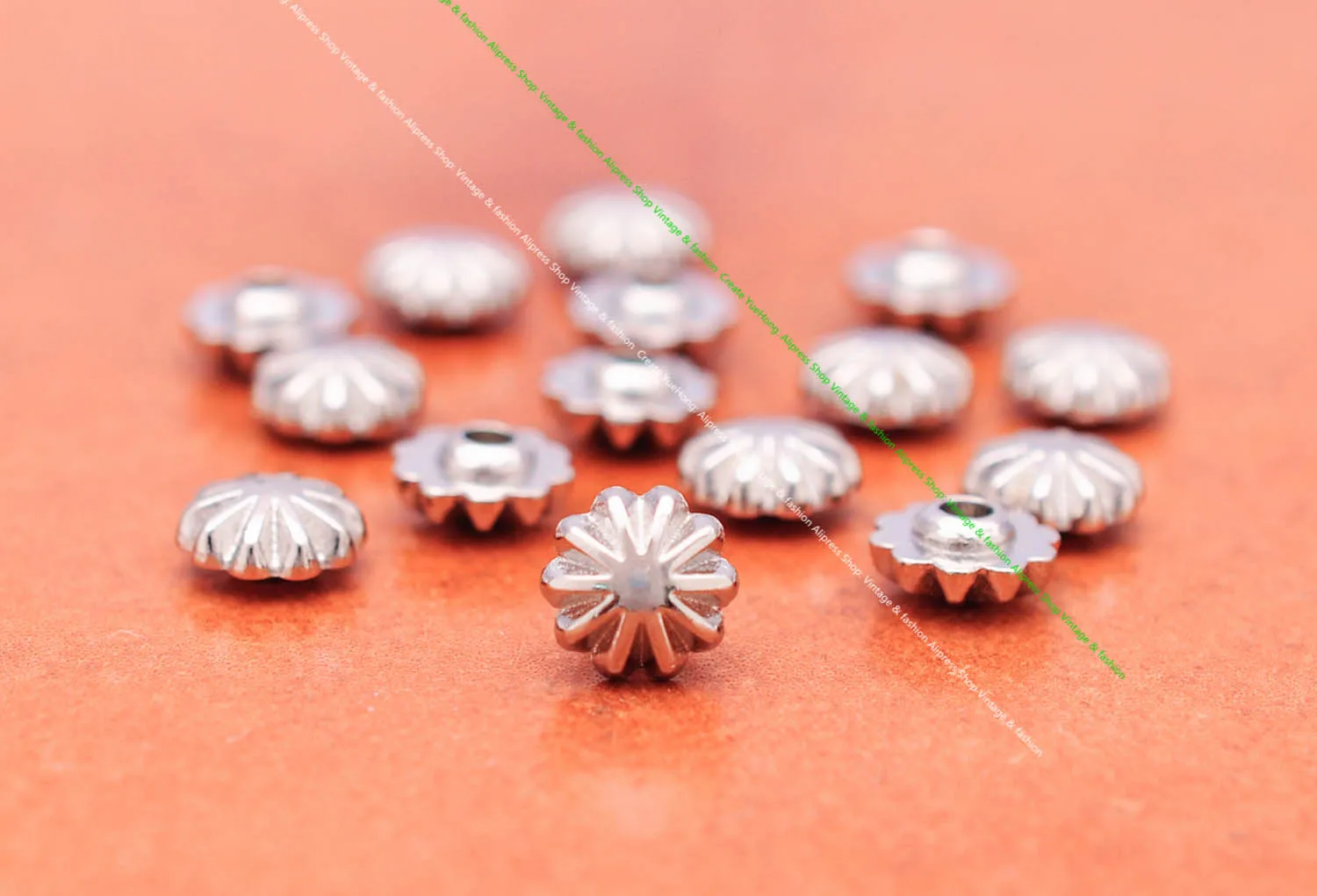 50pc 9*9mm Silber Japan Blume Nagel Niet Bolzen Flecken Verschluss Concho Niet zurück für Leder Handwerk Gürtel Schlüssel bund Brieftasche Tasche Dekor – Detail 6