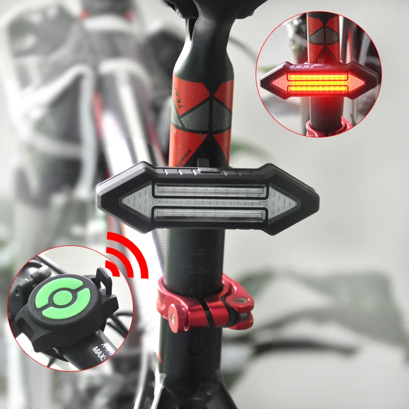 

BORUiT Wireless Remote Control Bicycle Tail Light Waterproof Bike Turn Signal Rear Light LED Safety Warning Cycling Lamp