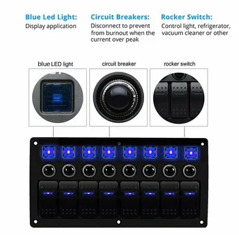

1pc Switch Panel Waterproof LED Rocker 12/24V Circuit Breaker Pre-wired
